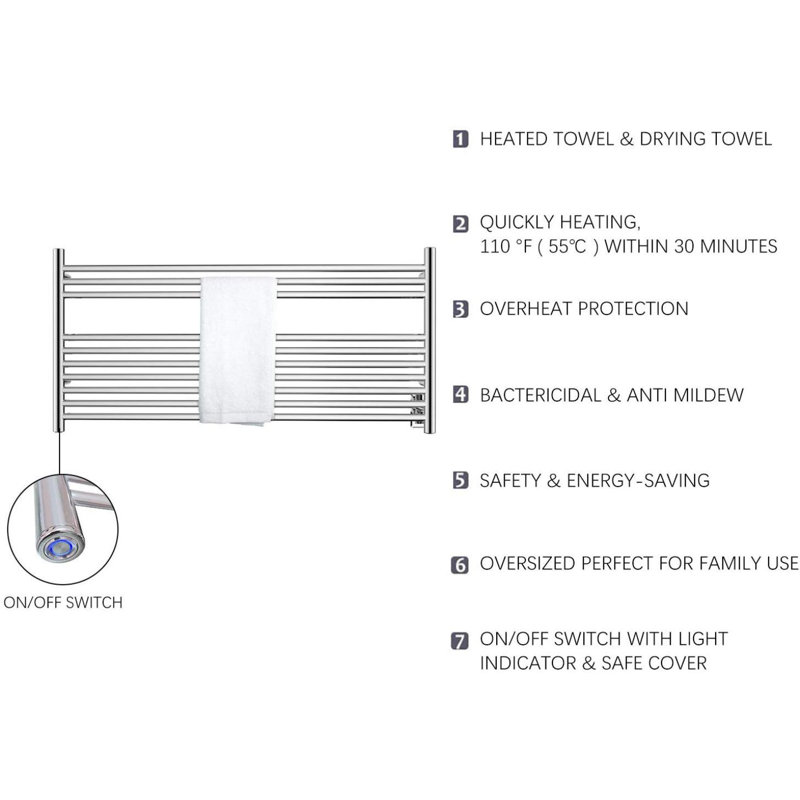 HEATGENE Straight Towel Rail Electric Towel Warmer & Reviews Wayfair